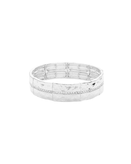 CZ Lined Metal Stretch Bracelet