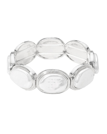 Oval Pearl Panel Beaded Stretch Bracelet