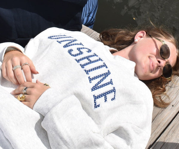 Polka Dot Sunshine Embroidered Mock Neck Sweatshirt