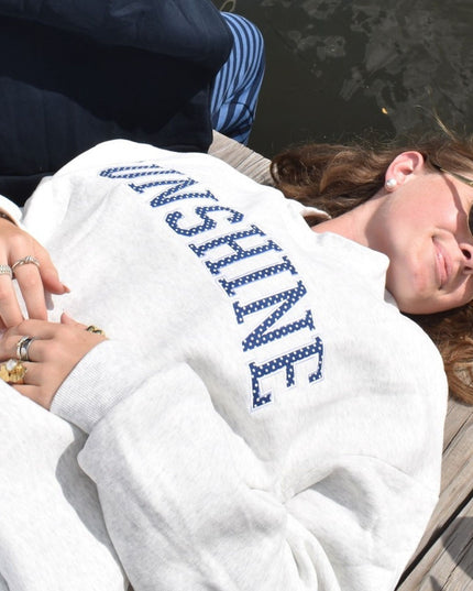 Polka Dot Sunshine Embroidered Mock Neck Sweatshirt