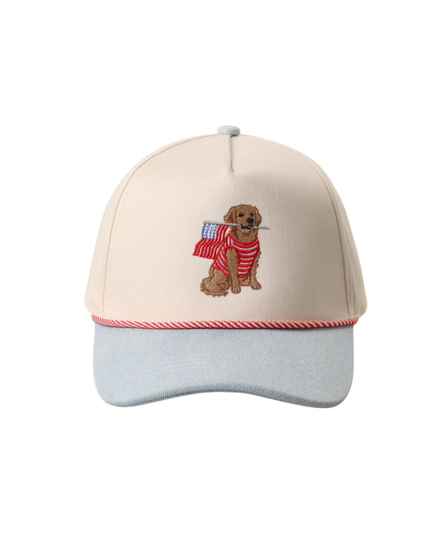 Golden Retriever USA Flag Embroidered Trucker Hat