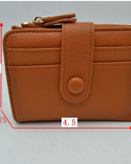 Zipper Button Card Holder Wallet