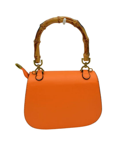 Bamboo Handle & Closure Detail Satchel Bag