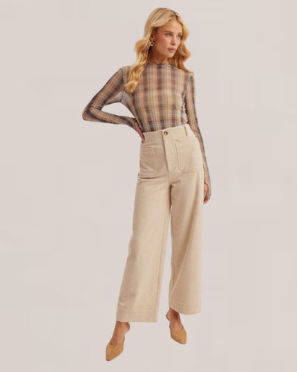 Stretch Corduroy Wide Leg Crop Pants