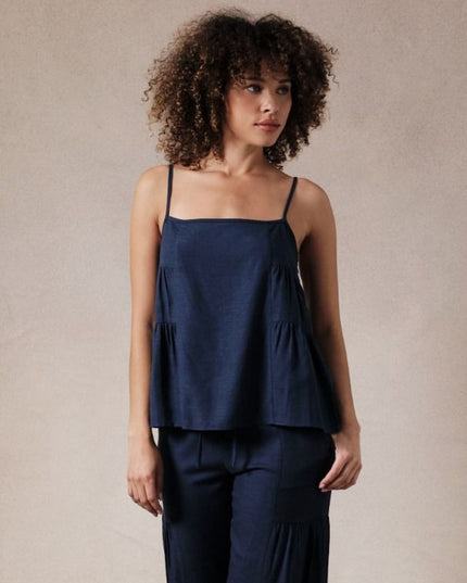 Linen Paneled Tiered Tank Top