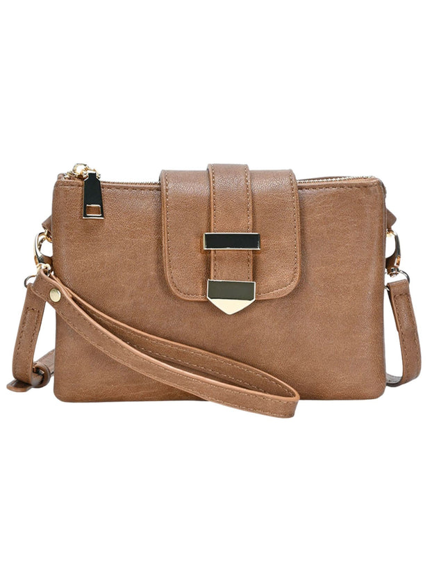 Belt Buckle Pointed Wristlet Clutch Crossbody Bag