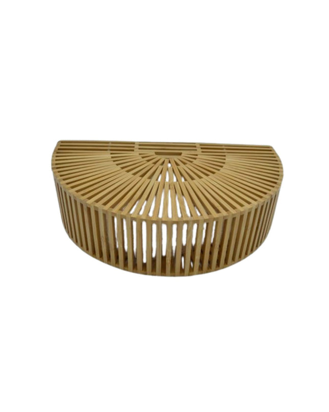 Small Open Bamboo Clutch Half Moon Bag