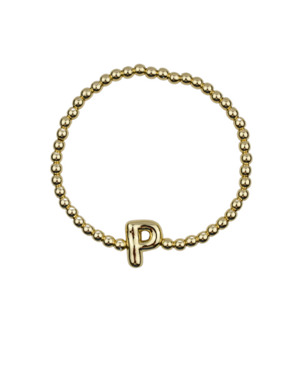 Bubble Initial Ball Gold Stretch Bracelet