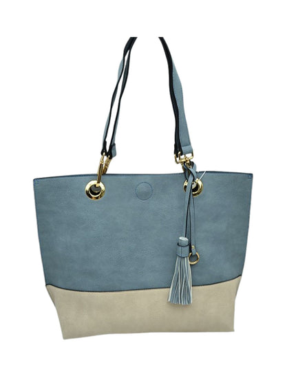 Gold Grommet Two Tone Tote Bag & Crossbody Bag