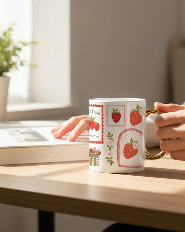 Strawberry Fields 11 oz Cozy Cute Ceramic Mug