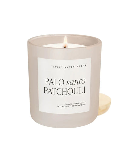 Palo Santo Patchouli 15oz White Candle