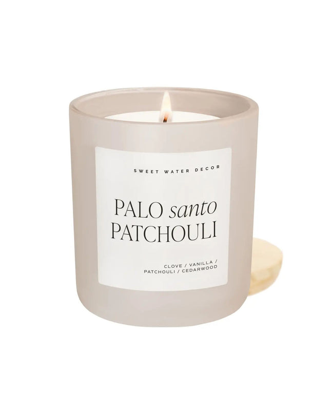 Palo Santo Patchouli 15oz White Candle