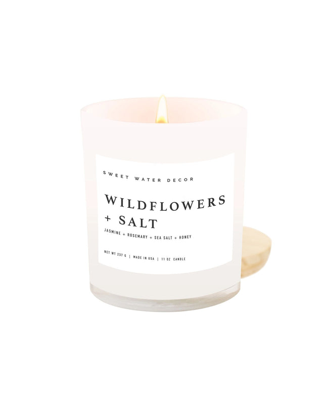 Wildflowers & Salt 11oz White Jar Soy Candle