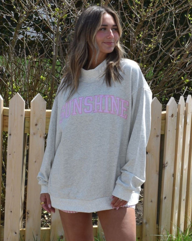 Gingham Sunshine Terry Mock Neck