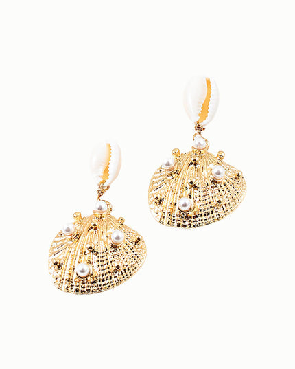 Puka Dotted Pearl Sea Shell Droplet Earrings
