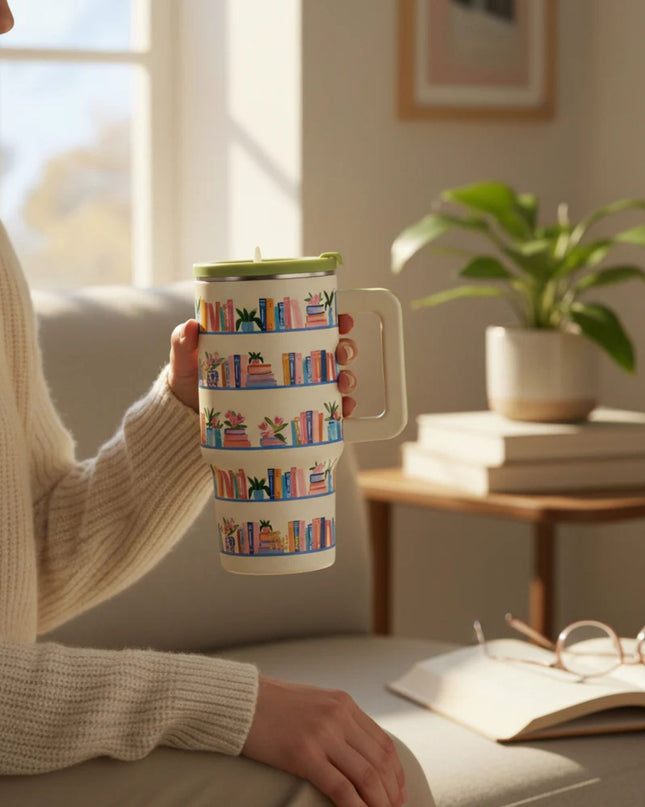 Book Shelfie 20 oz Lifestyle Flip Straw Tumbler