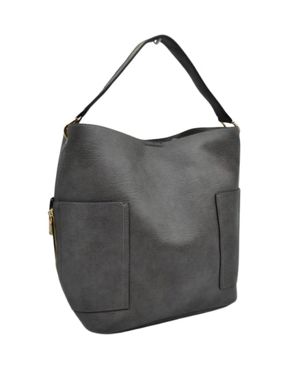 Zipper On Shoulder Strap & Side Pocket Hobo Tote Bag