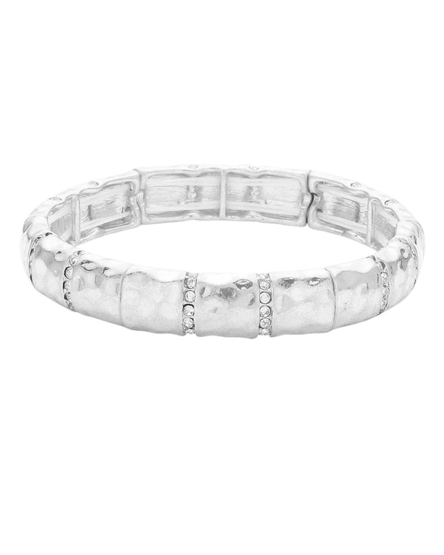 CZ Line Metal Stretch Bracelet