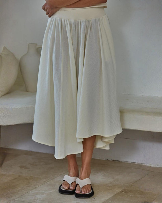 Aisling Elastic Ribbed Waist Midi Skirt