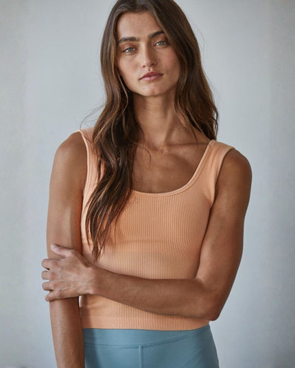 Padded Ribbed Fitted Tank Top