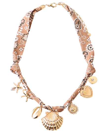 Tan Scarf Shell Sea Life Charm Necklace
