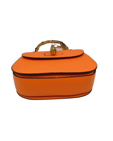 Bamboo Handle & Closure Detail Satchel Bag
