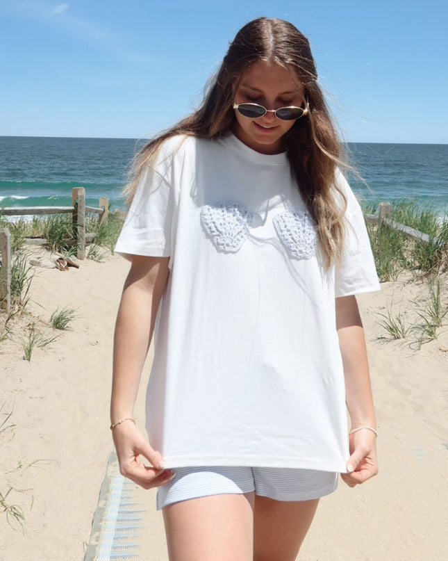 Shell Crochet Patch Short Sleeve T-Shirt