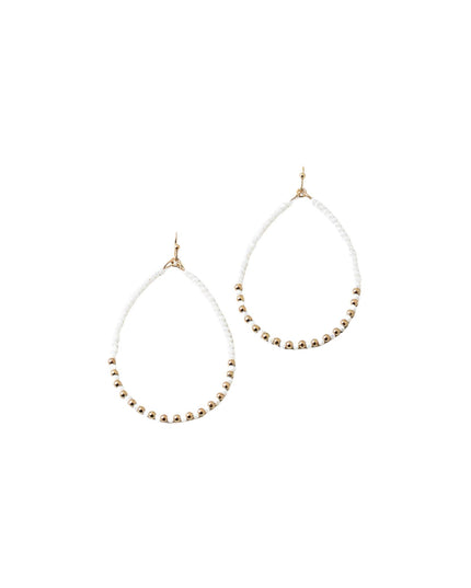 Seed Beaded Open Teardrop Gold Metal Earrings