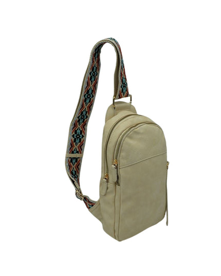 Diamond Design Multi Zip Sling Bag