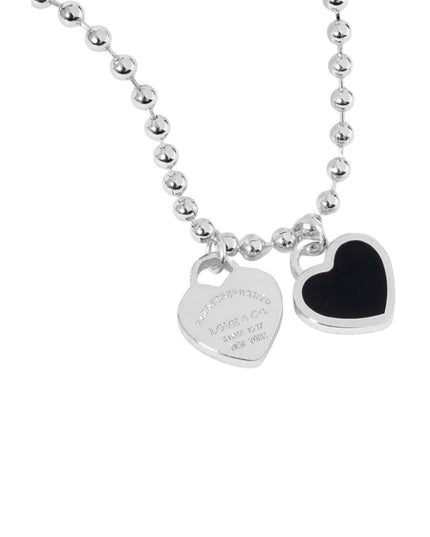 Double Heart Pendant Bubble Chain Necklace