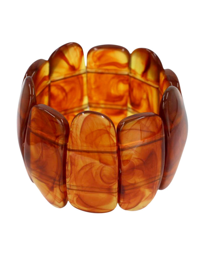 Wide Oval Marbled Stretch Statement Bracelet