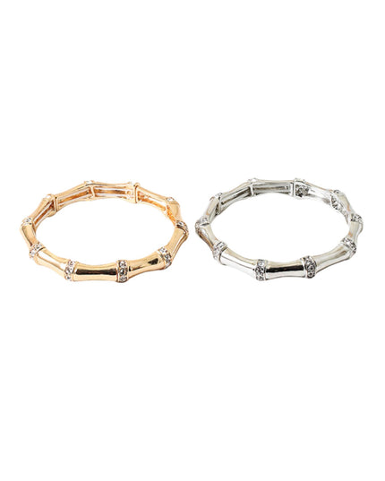 CZ Spaced Bamboo Metal Bracelet