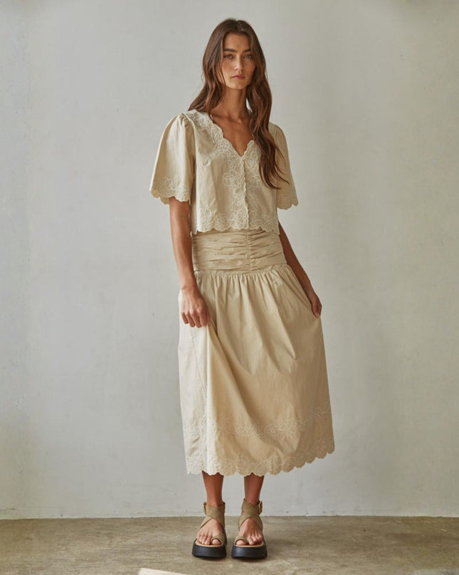 Tuscany Embroidered Midi Skirt
