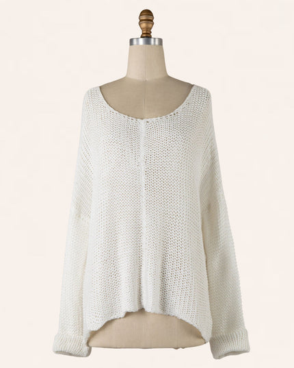 V Neck Cable Knit Long Sleeve Sweater