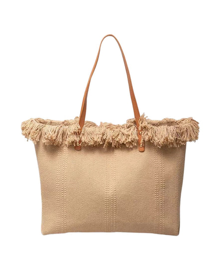 Fringe Edge Textured Tote Bag