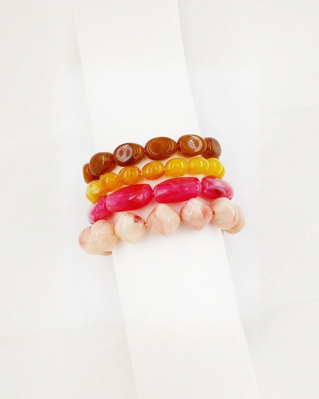 Resin Beaded Stretchable 4 Bracelet Set