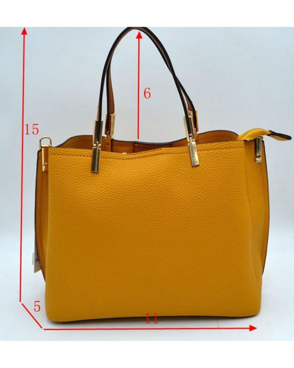Gold Detailed & Brown Handled Textured Bag