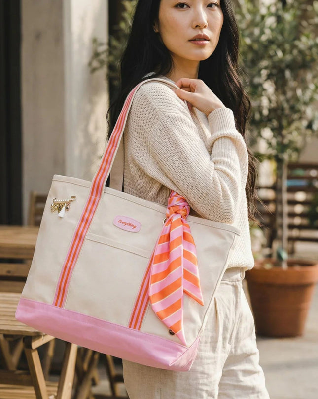 Sicily Stripes The Darling Canvas Tote Bag With Scarf & Pins
