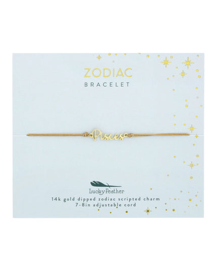 Zodiac Gold Scripted Adjustable Cord Bracelet