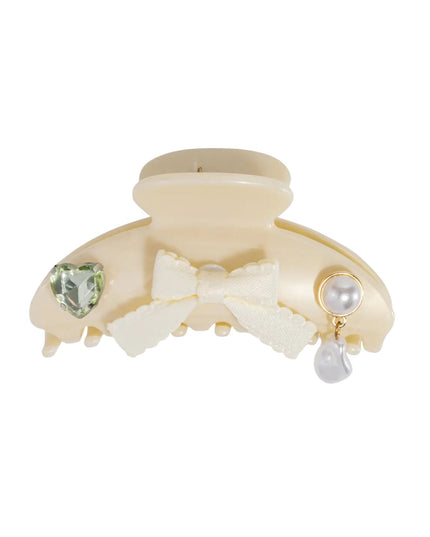 Kitschpop Pearlized Cream Curved Claw Clip 7pc Set Vintage