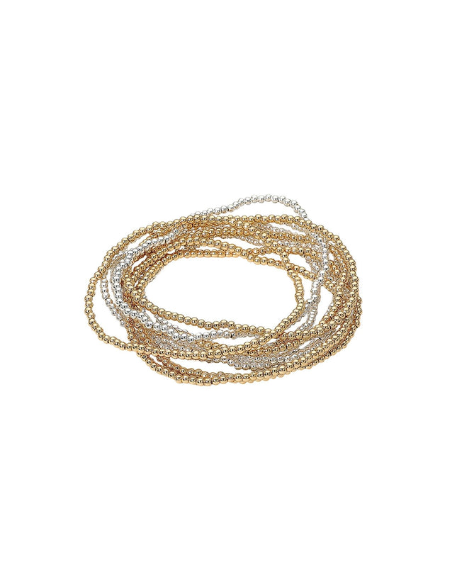 Metal Ball Bead Stretch 10 Bracelet Set