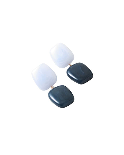 Double Square Resin Stone Earrings