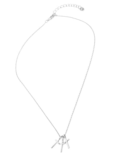 Triple Metal Cross Pendant Necklace
