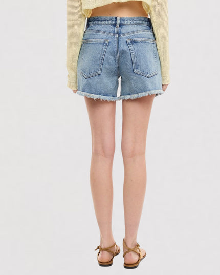 Frayed Hem Regular Waist Denim Shorts