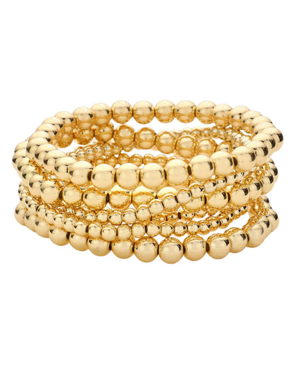 Metal Ball Stretch Bracelets 6 Set
