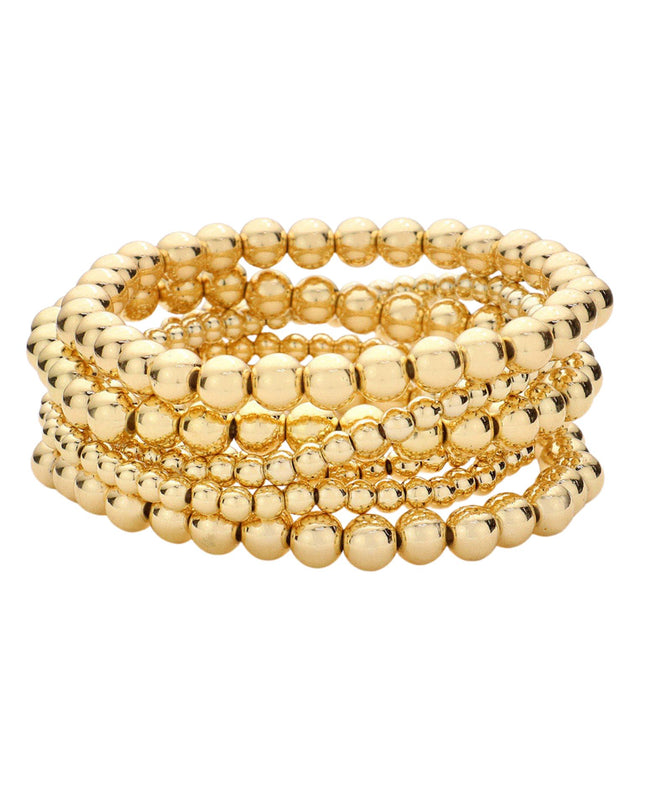Metal Ball Stretch Bracelets 6 Set