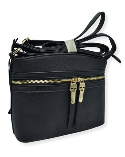 Front Double Zip Cross Body Bag
