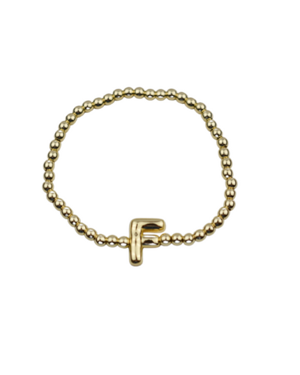Bubble Initial Ball Gold Stretch Bracelet