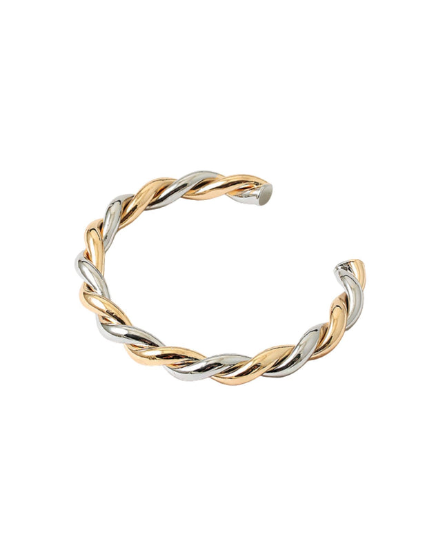 Two Tone Twisted Metal Cuff Bracelet