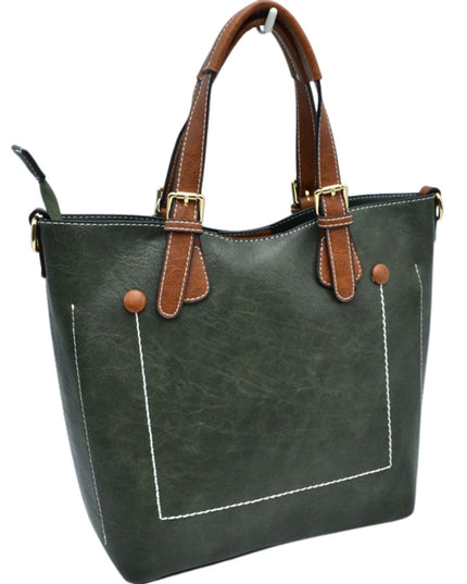 Brown Strap Front Pocket Handbag